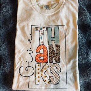 Boutique Comfort Colors Give Thanks Tee Small Fall Graphic Shirt Patchwork